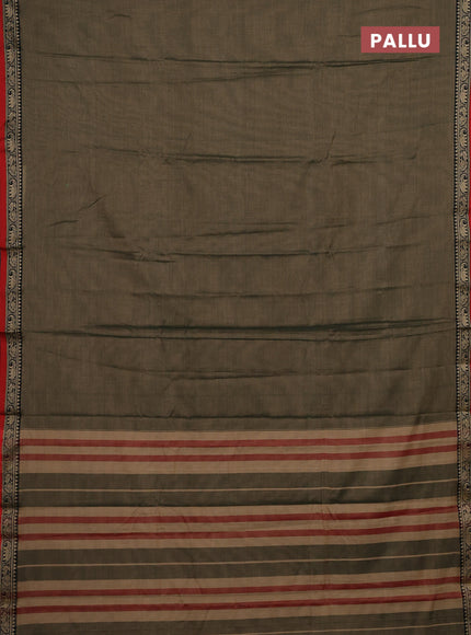 Olive Green & Maroon Narayanpet Cotton - Kalamkari Blouse