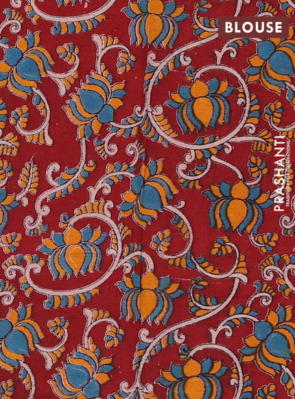 Olive Green & Maroon Narayanpet Cotton - Kalamkari Blouse