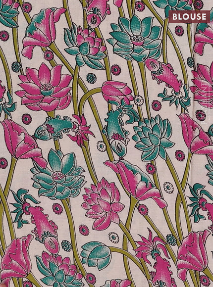 Maroon & Beige Narayanpet Cotton - Kalamkari Blouse