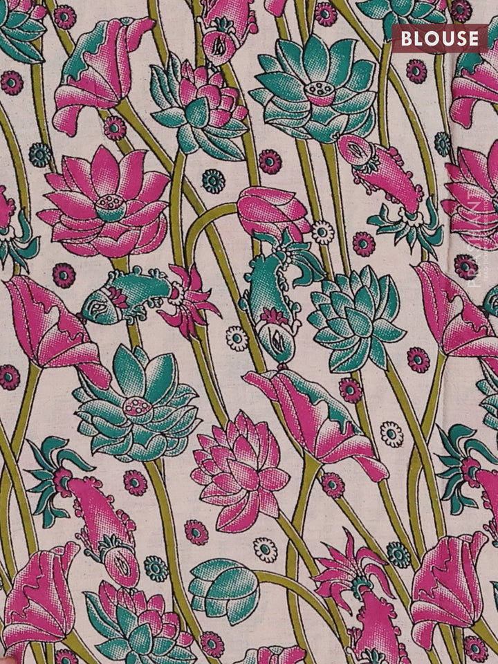 Maroon & Beige Narayanpet Cotton - Kalamkari Blouse