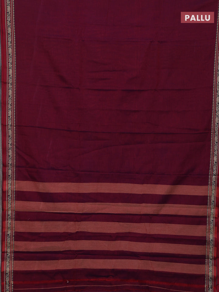 Magenta Pink & Beige Narayanpet Cotton - Kalamkari Blouse