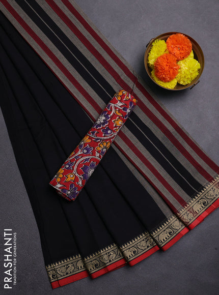 Black & Maroon Narayanpet Cotton - Kalamkari Blouse