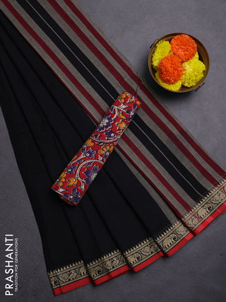 Black & Maroon Narayanpet Cotton - Kalamkari Blouse