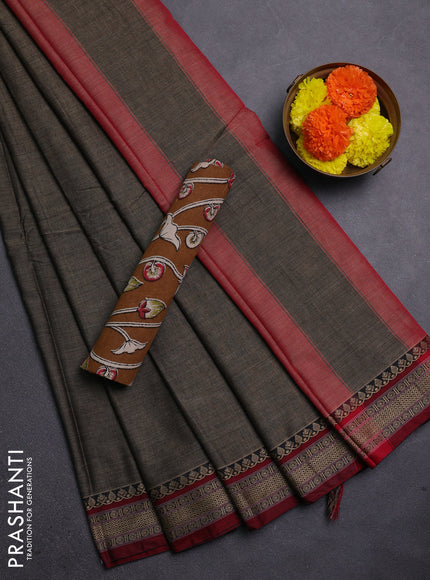 Chiku & Brown Narayanpet Cotton - Kalamkari Blouse
