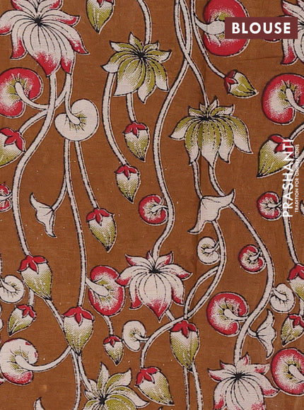 Chiku & Brown Narayanpet Cotton - Kalamkari Blouse