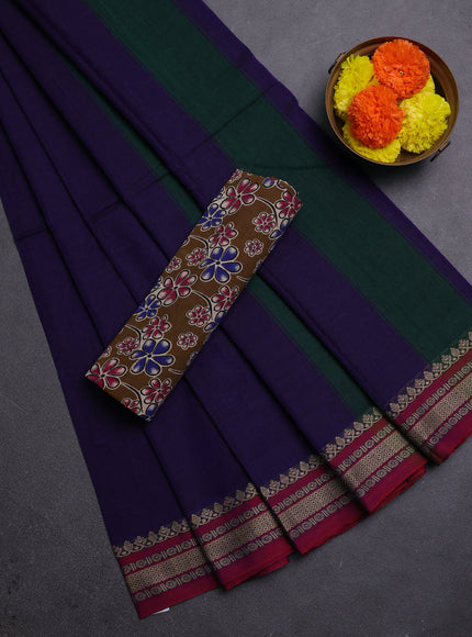 Violet & Brown Narayanpet Cotton - Kalamkari Blouse