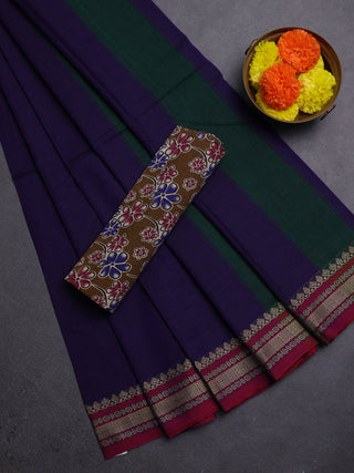 Violet & Brown Narayanpet Cotton - Kalamkari Blouse