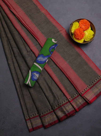 Chiku & Green Narayanpet Cotton - Kalamkari Blouse