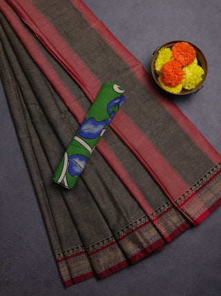 Chiku & Green Narayanpet Cotton - Kalamkari Blouse