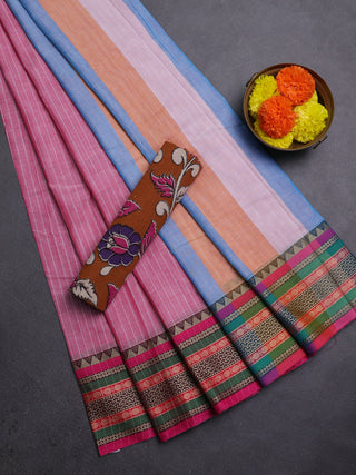 Pink & Rust Narayanpet Cotton - Kalamkari Blouse