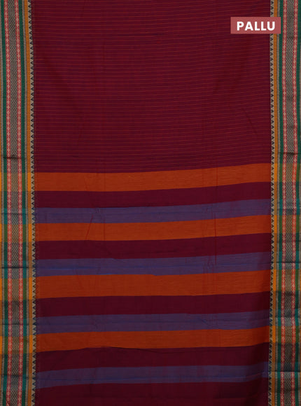 Magenta Pink & Green Narayanpet Cotton - Kalamkari Blouse