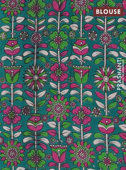 Magenta Pink & Green Narayanpet Cotton - Kalamkari Blouse
