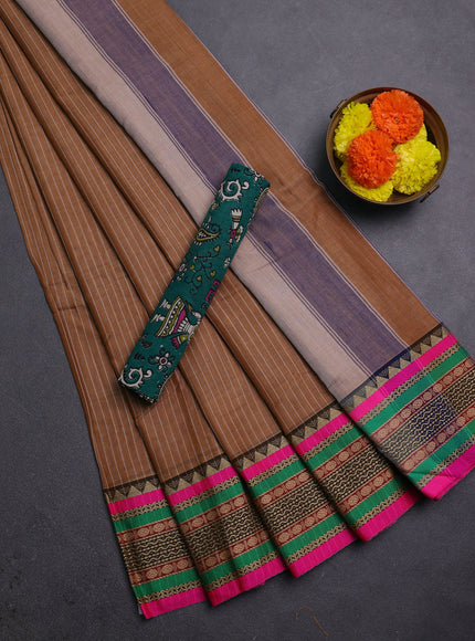 Brown & Green Narayanpet Cotton - Kalamkari Blouse