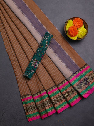 Brown & Green Narayanpet Cotton - Kalamkari Blouse