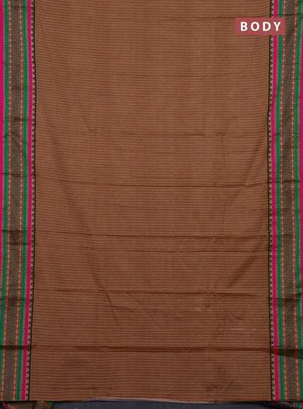 Brown & Green Narayanpet Cotton - Kalamkari Blouse