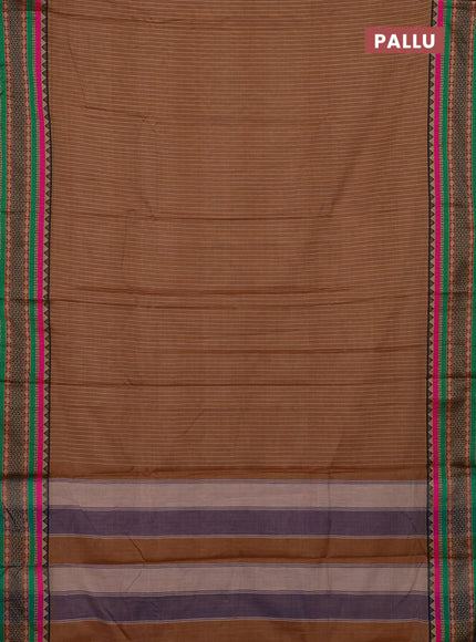 Brown & Green Narayanpet Cotton - Kalamkari Blouse