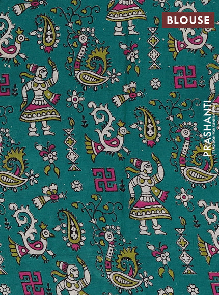 Brown & Green Narayanpet Cotton - Kalamkari Blouse