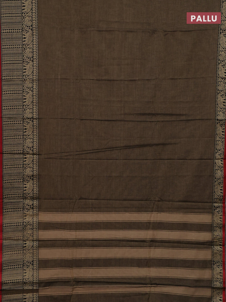 Chiku & Beige Narayanpet Cotton - Kalamkari Blouse