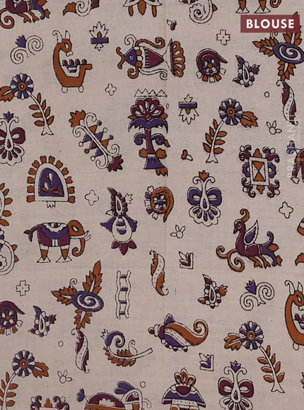 Chiku & Beige Narayanpet Cotton - Kalamkari Blouse