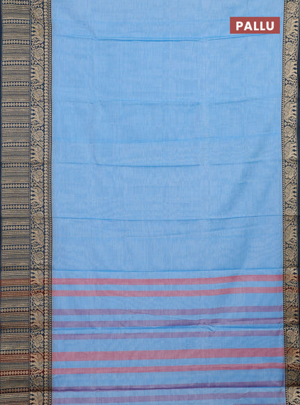 Aqua Blue & Royal Blue Narayanpet Cotton - Kalamkari Blouse