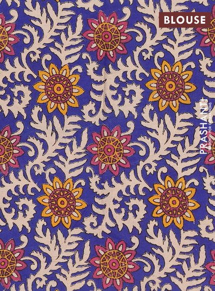Aqua Blue & Royal Blue Narayanpet Cotton - Kalamkari Blouse