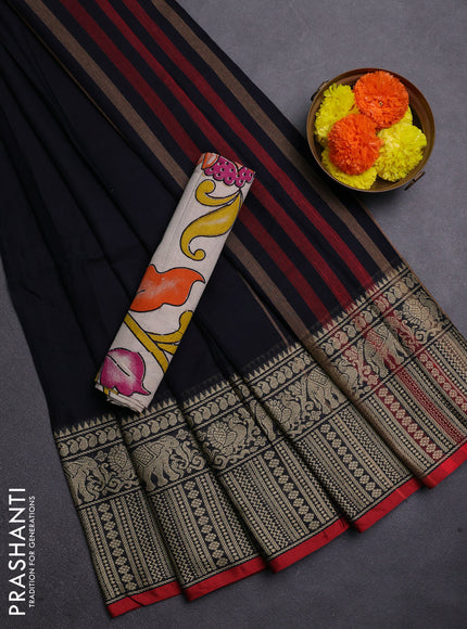 Black & Beige Narayanpet Cotton - Kalamkari Blouse