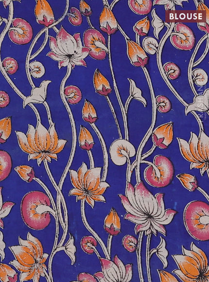 Grey & Royal Blue Narayanpet Cotton - Kalamkari Blouse