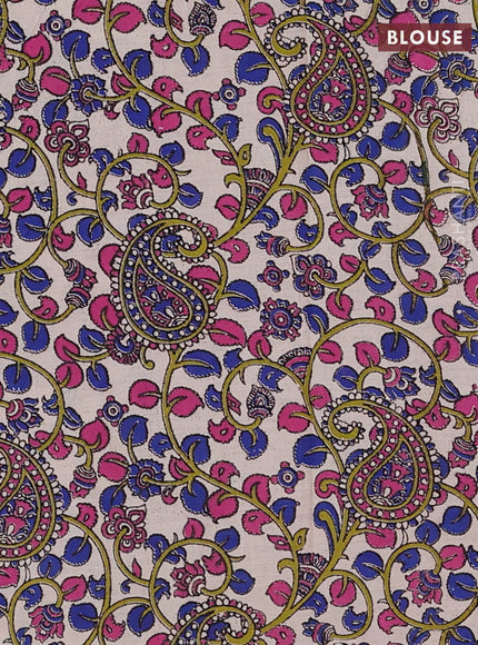 Violet & Beige Narayanpet Cotton - Kalamkari Blouse