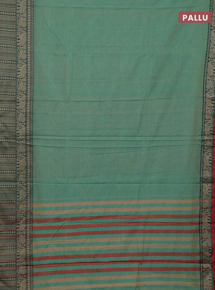 Pastel Green & Maroon Narayanpet Cotton - Kalamkari Blouse
