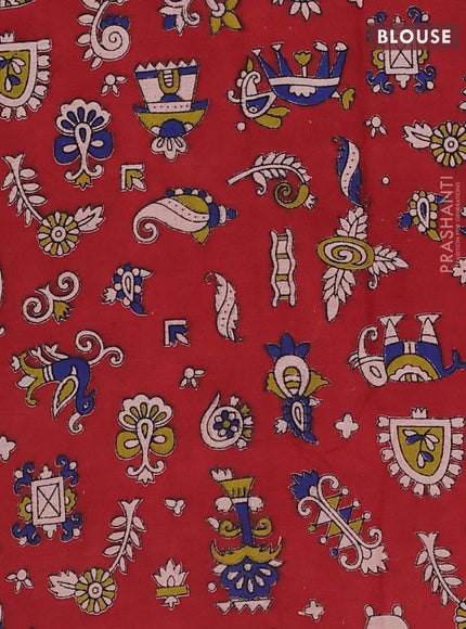 Pastel Green & Maroon Narayanpet Cotton - Kalamkari Blouse