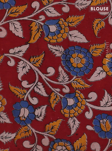 Mustard Yellow & Maroon Narayanpet Cotton - Kalamkari Blouse