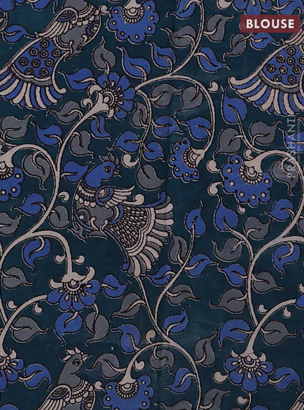 Teal Green & Peacock Green Narayanpet Cotton - Kalamkari Blouse