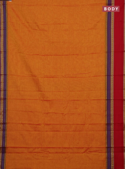 Mustard Yellow & Maroon Narayanpet Cotton - Kalamkari Blouse