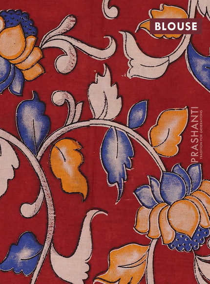 Mustard Yellow & Maroon Narayanpet Cotton - Kalamkari Blouse