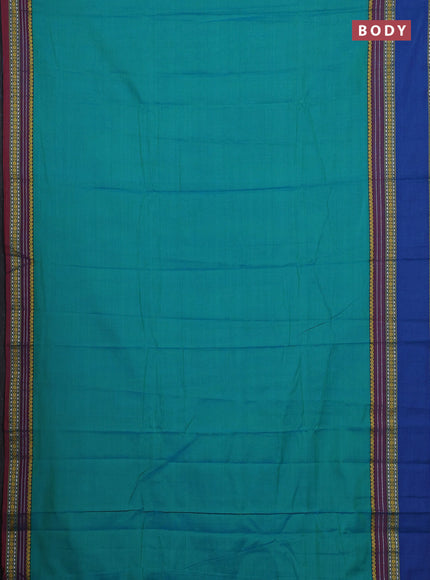 Teal Blue & Coffee Brown Narayanpet Cotton - Kalamkari Blouse