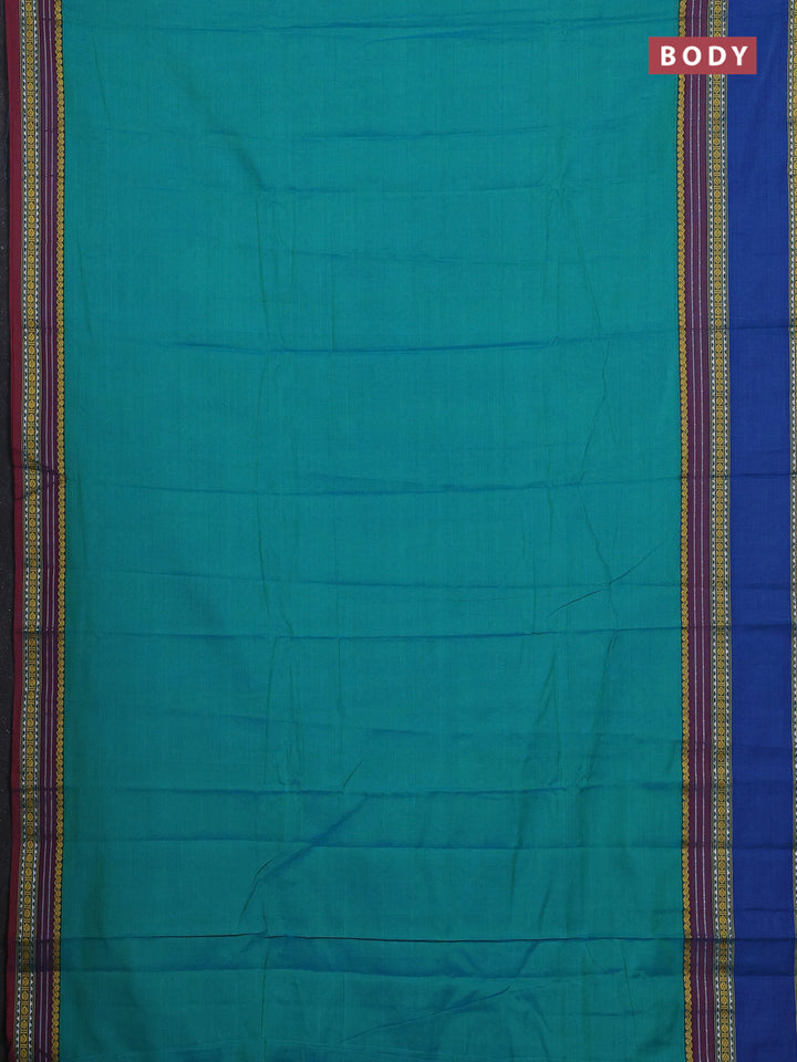 Teal Blue & Coffee Brown Narayanpet Cotton - Kalamkari Blouse