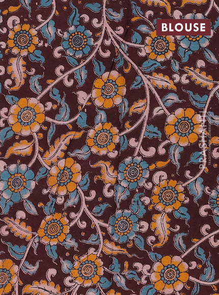 Teal Blue & Coffee Brown Narayanpet Cotton - Kalamkari Blouse