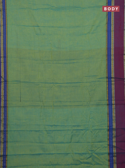 Teal Green & Royal Blue Narayanpet Cotton - Kalamkari Blouse