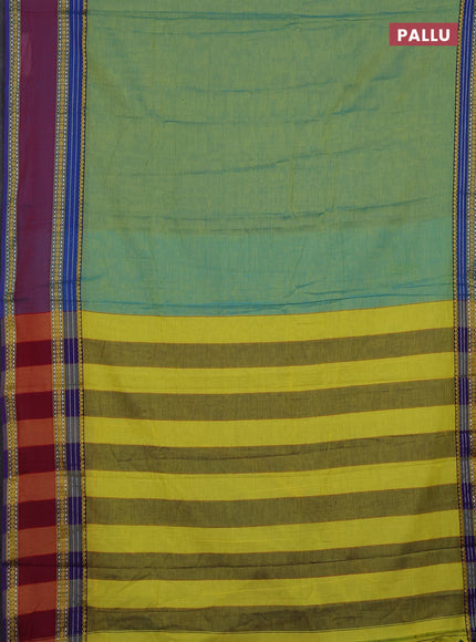 Teal Green & Royal Blue Narayanpet Cotton - Kalamkari Blouse