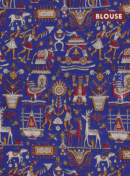 Teal Green & Royal Blue Narayanpet Cotton - Kalamkari Blouse