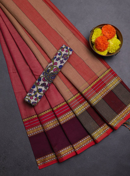 Pink & Beige Narayanpet Cotton - Kalamkari Blouse