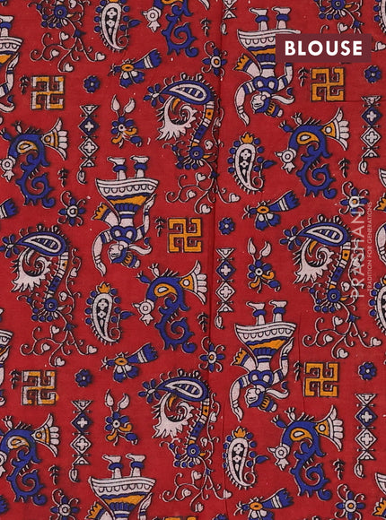 Mustard Yellow & Maroon Narayanpet Cotton - Kalamkari Blouse