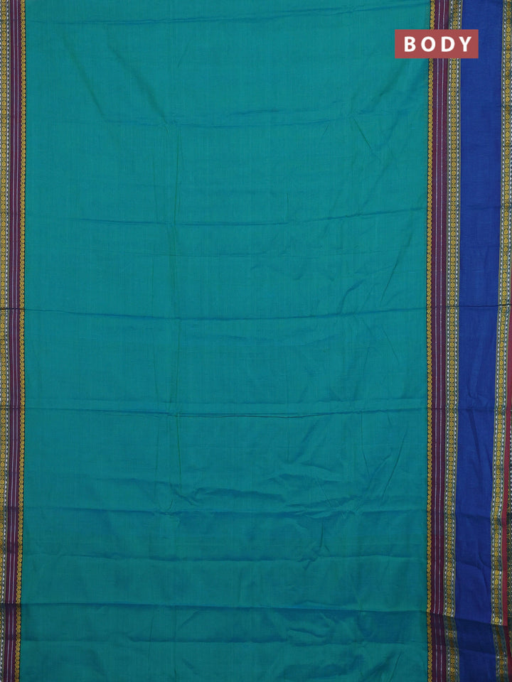 Teal Blue & Royal Blue Narayanpet Cotton - Kalamkari Blouse