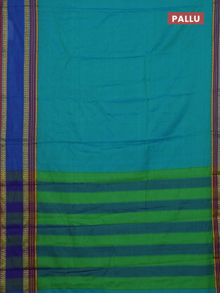 Teal Blue & Royal Blue Narayanpet Cotton - Kalamkari Blouse