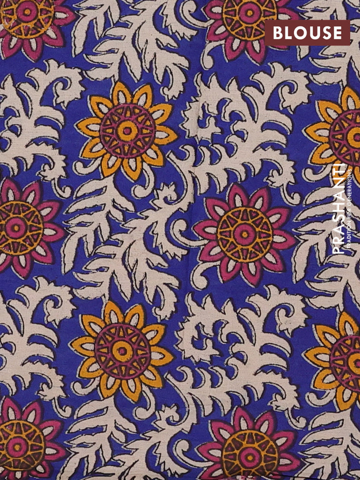 Teal Blue & Royal Blue Narayanpet Cotton - Kalamkari Blouse