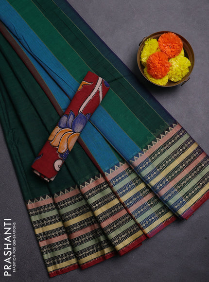 Green & Maroon Narayanpet Cotton - Kalamkari Blouse