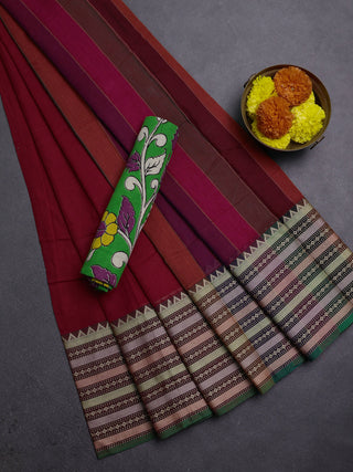 Red & Green Narayanpet Cotton - Kalamkari Blouse