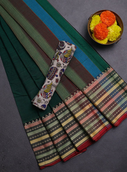 Green & Beige Narayanpet Cotton - Kalamkari Blouse