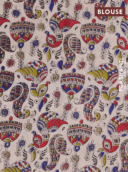 Green & Beige Narayanpet Cotton - Kalamkari Blouse