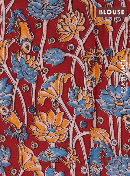Teal Green & Maroon Narayanpet Cotton - Kalamkari Blouse